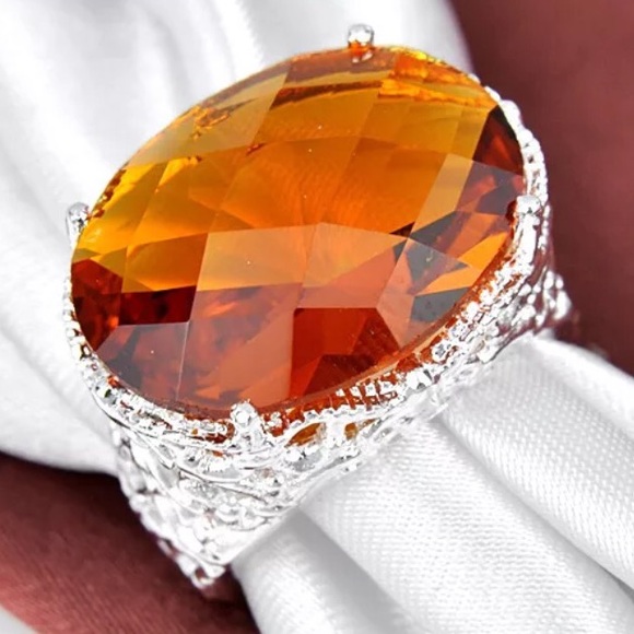 Jewelry - Huge Oval Honey Brazil Citrin Silver